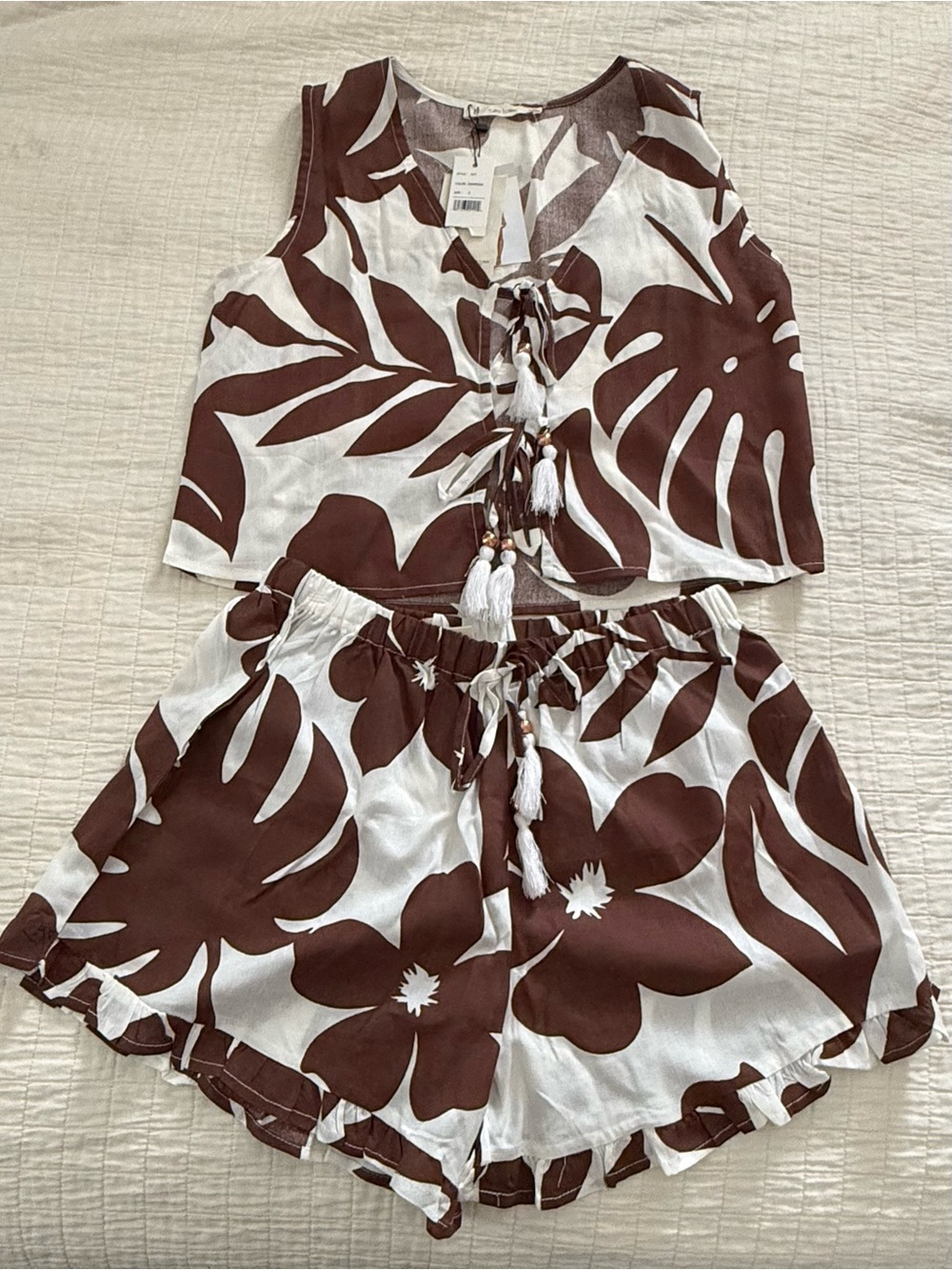 Salty Lemon NWT Two-Piece Palm Print Crop Top & Shorts Set S